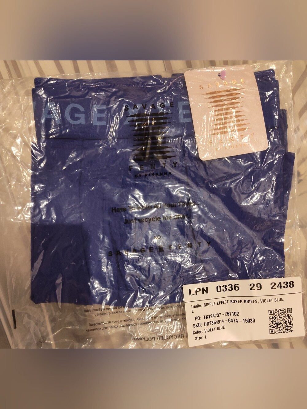 Savage X Fenty Violet Blue & Goth Blue Ripple Effect Boxer Briefs - L